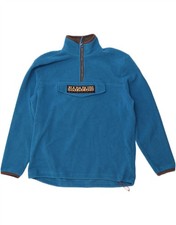 NAPAPIJRI Mens Graphic Zip Neck Fleece Jumper 2XL Blue Polyester HE14