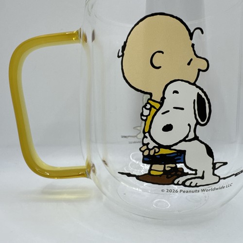 Snoopy double wall glass mug - snoopy,