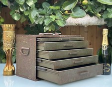 VINTAGE FRENCH WW11 ORDNANCE TOOL BOX, FIVE DRAWER MILITARY MACHINIST TOOLBOX