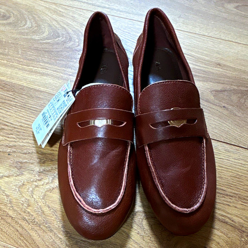 Zara women brown leather - brown,