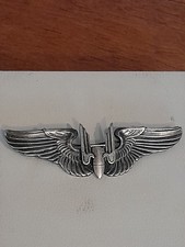 WW2 US Army Air Force Sterling Silver Aerial Gunner Wing Badge Pin