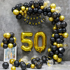50Th Birthday Balloons Decorations for Women Men,Black Gold Balloons Arch Kit Pa