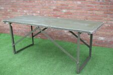 Vintage Industrial Military Large Heavy Duty Wooden Trestle Folding Table