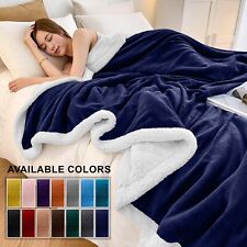 480 GSM Heavy Sherpa Fleece Blanket Soft Warm Bed Sofa Throw Super King Blanket