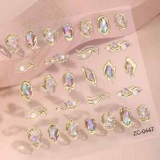 Nail Stickers - Cute Cartoon Golden-Rimmed Synthetic Gemstone Design