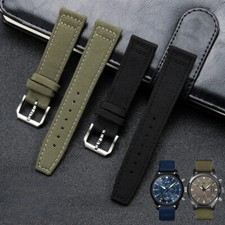 High Quality Nylon Canvas Cowhide Watch band Straps Mens 20 21 22mm Fits IWC