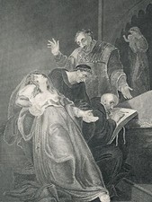 c1890s Original Print THE IMPOSTURE OF THE HOLY MAID OF KENT by Tresham