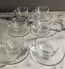 Arcoroc Clear Glass Cup & Saucer x 6 - Vintage - 200ml