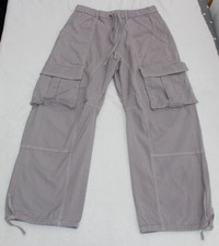 Zara Baggy Cargo Trousers EUR40 (Size 12/14 M) Grey Ankle & Waist Ties- Wide Leg