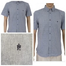 FRENCH CONNECTION SHORT SLEEVE COLLARED SHIRT - GREY (BRAND NEW) 100% Cotton
