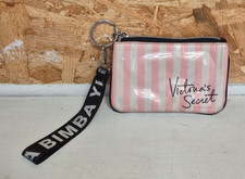 VICTORIA'S SECRET SIGNATURE STRIPE MAKEUP BAG COIN PURSE WITH CHAIN 