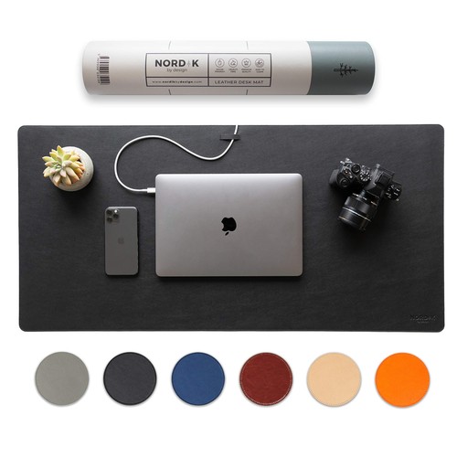 Nordik leather desk mat - mat, cable