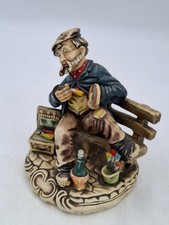 Vintage LARGE CAPODIMONTE PORCELAIN Figurine Tramp Hobo on Bench Painting