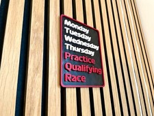 Racing Week Wall Sign | BTCC Race Car | Formula 1 Fan | Mclaren Ferrari Mercedes