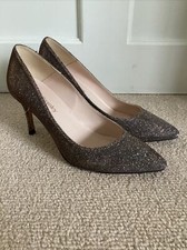 Gorgeous Russell & Bromley Silver/Bronze Sparkly Court Shoes, UK Size 5