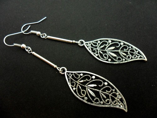Pair tibetan silver long - tibetan,