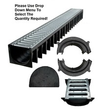 Galvanised Heavy Duty 1 metre  Length Storm Drain Channel Quad Box End Cap Body