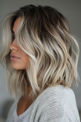 Balayage ash beige blonde - , wavy