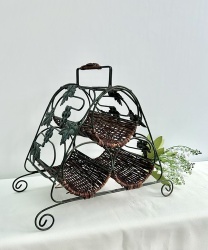 Vintage metal wicker bottle - metal, 3