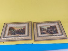 2x Thomas Kinkade Framed Prints Cobblestone Bridge & Lane w/ Certificate Authent