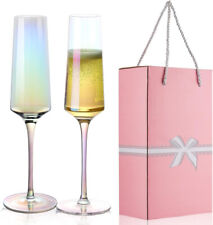 Set of 2 Yolife Iridescen Champagne Flutes Glasses 200ml Pearl Effect Gift Box