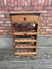 Rustic Wooden & Iron Wine Rack Capacity 16 Bottles with Drawer W52 x H100 x D26