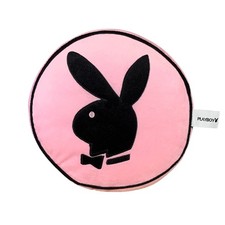 Vintage Playboy Bunny Pillow Pink Black Bunny Head Round Plush Velour Y2K 2006