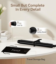 Travel Size Hair Curler Farery 3  Adjustable Temp, 25mm Small Curling Tongs Mini