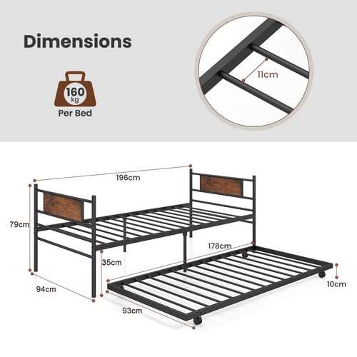 Metal daybed with pull out - daybed, pull-out