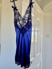 Women’s Blue Satin Lace Slip