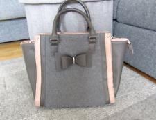 CATWALK Grey Pink Tote Bow Structured Shoulder Hand Bag ~ Office