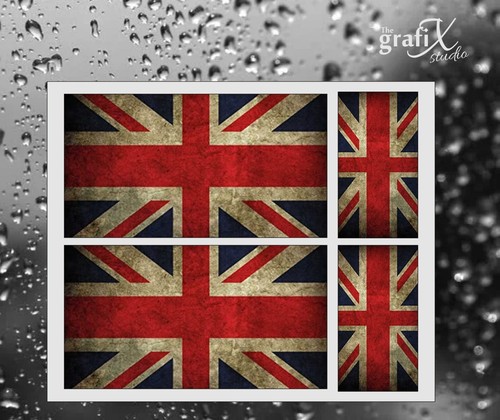 Rustic union jack - 4x, car/