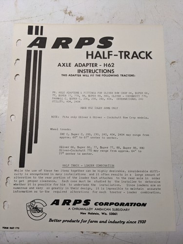 Arps tractor half track - arps,