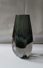 Vintage Whitefriars Glass 9727 5 Lobed Vase Smokey Grey Pewter ?  