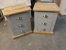 X1 SHABBY CHIC PAINTED 3 DRAWER BEDSIDE CABINET HAND MADE DISTRESSED - DOVE TALE