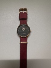 Official Arsenal FC Rose Gold Watch Black Face Burgundy NATO Strap "Since 1886"