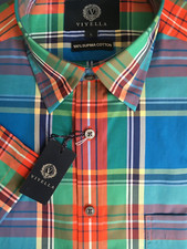 Viyella Shirt Sze M 100% Supima Cotton MacBeth Check SHORT SLEEVE REG FIT RP £70