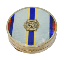 Sterling Silver Enamel Topped Snuff Box 'London Scottish' Antique 1931 AF