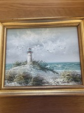Lighthouse Oil Painting Original By Gordon