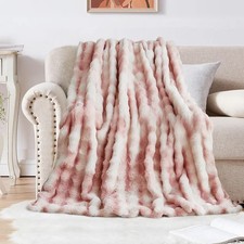 SHANNA Soft Warm Rabbit Plush Fleece Blankets Thick 1000 GSM Throws for Sofa Lar