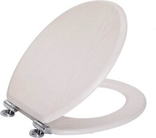 Angel Shield Wooden Soft Close Quick Release Toilet Seat (White Oak)