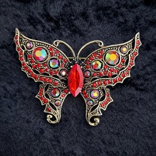 Red rhinestone butterfly - red,