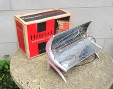 Vintage Hotpoint Superglo One Bar Electric Fire in Fab Lilac Colour. Boxed. Prop