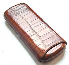 ANTIQUE CROCODILE LEATHER CIGAR CASE CORONA SIZE 5.1/2" c.1910