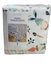 Easter Gnome Pattern Vinyl Tablecloth 60x84Inch Oblong Table 6-8 Seats