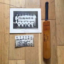 Old Ashfordians Cricket Club 1934 Signed Photo, 1927 Photo, B J Brooks Mini Bat