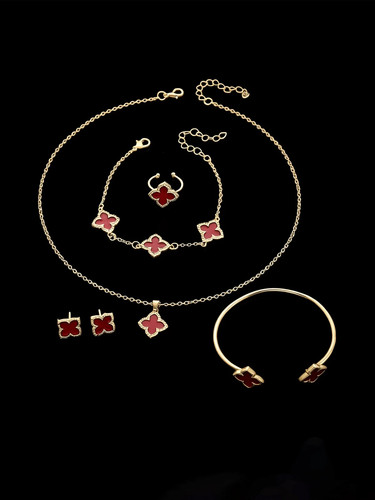 6pcs gold jewelry set with - 6pcs,