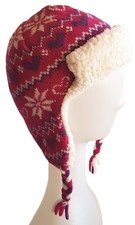 WINTER HAT Fur Lined FAIR ISLE Ear Flaps JOHN LEWIS Acrylic CAP 6 - 24 months