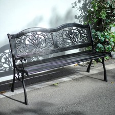 Black garden bench seater - garden,