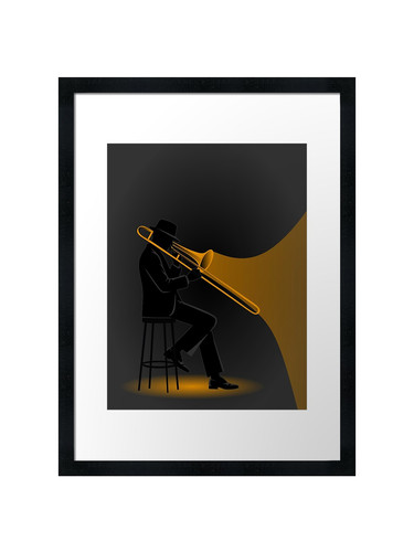 Jazz trombone player framed - trombone,
